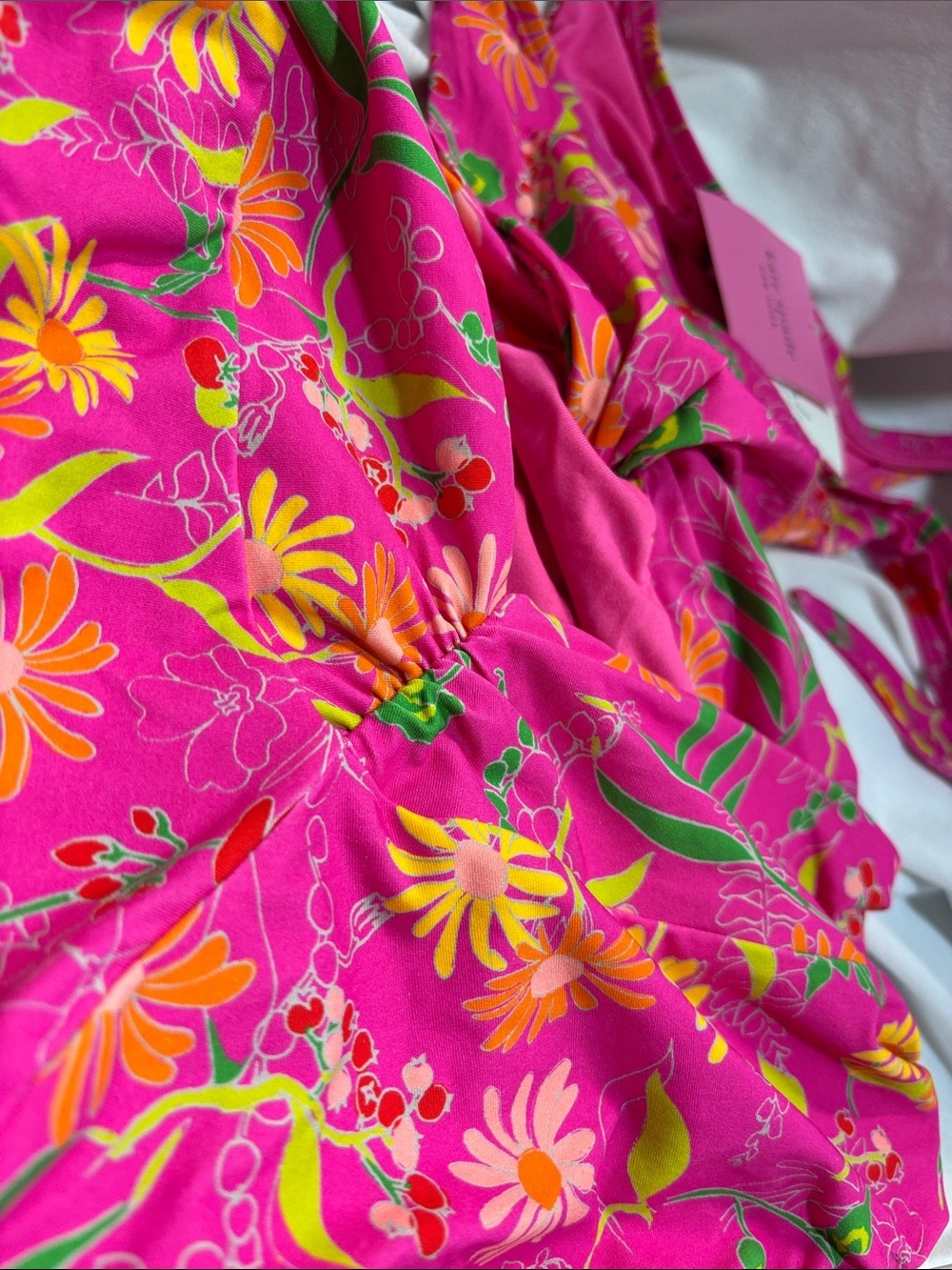 kate spade Pink flash Floral One-Piece lined flower & berries Swimsuit NWT M - Picture 7 of 14